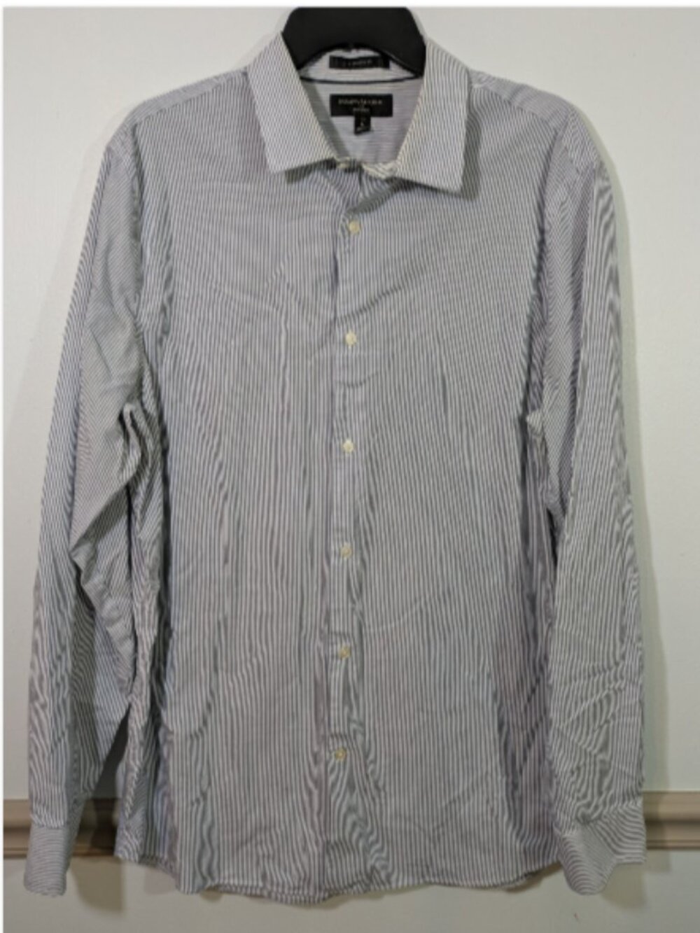 Banana Republic Factory Non-Iron Gray Striped Casual Button Up Shirt Men's LT